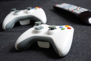 A pair of video game controllers used to play games that can be borrowed from the Provo Library