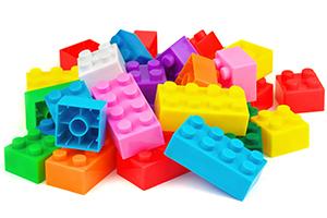 Lego blocks used in Children's Recurring Programs at Provo Library.