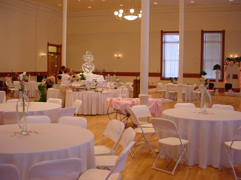 The Ballroom at Provo Library set up for a buffet style meal